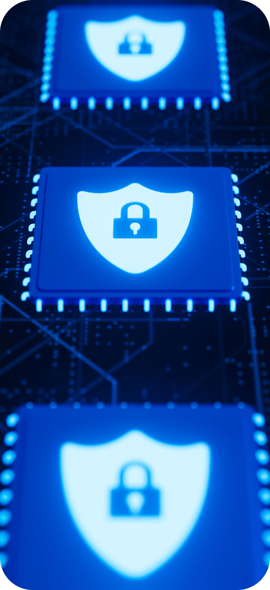 three-processors-with-shield-padlock-blue-electronic-board-information-security